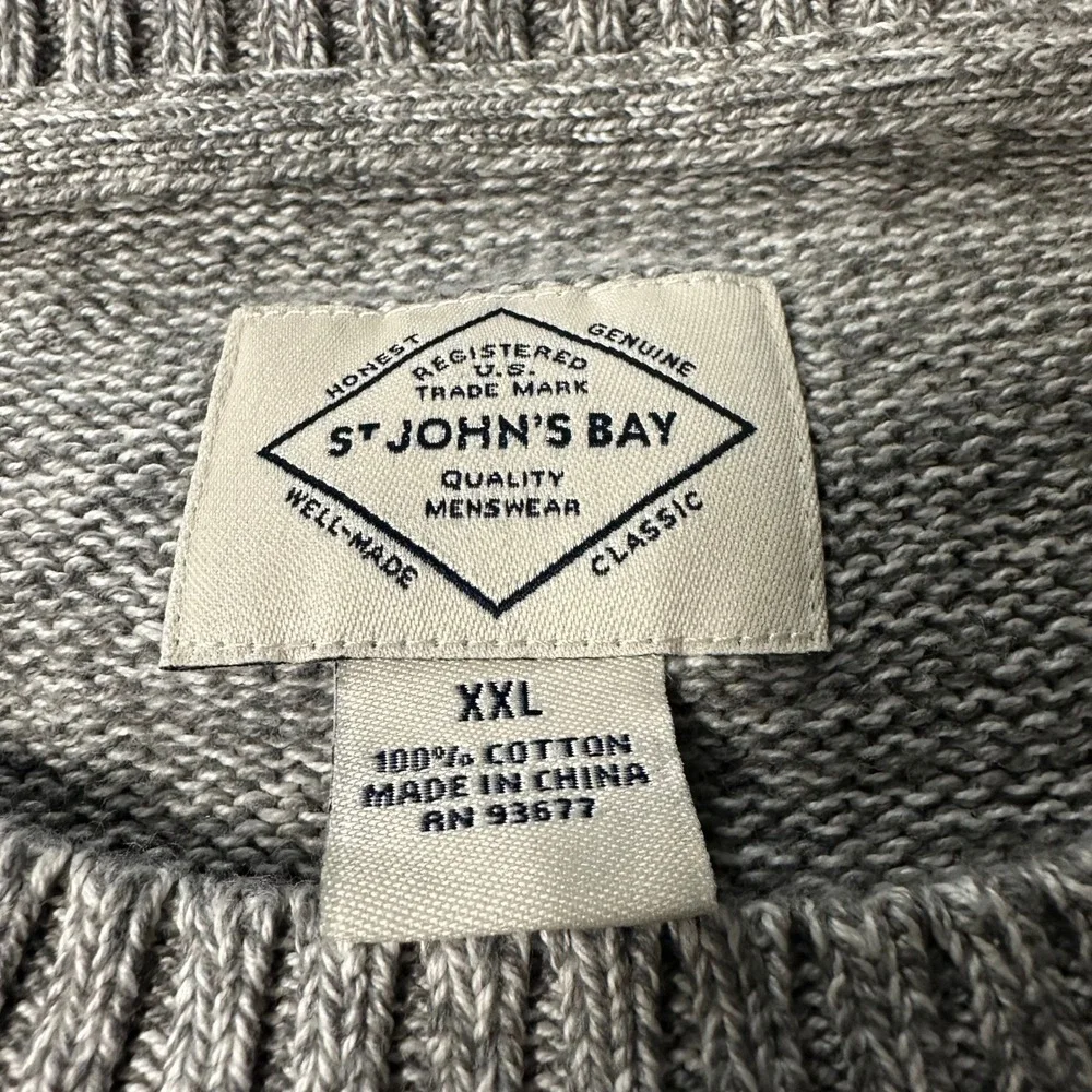 St Johns Bay‎ Mens Crewneck Sweater XXL Gray Marl Cotton Knit Pullover XXL
